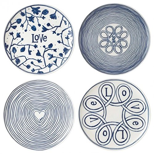Ellen Degeneres Blue Love 8 in Mixed Plates, Set of 4, Collection by Royal Doulton