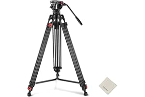 NEEWER 74" Video Tripod with Fluid Head & Damping Control, Aluminum Heavy Duty Camera Stand Professional with QR Plate for DS