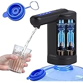 YEWUHUA Automatic Drinking Water Pump,USB Charging,Portable Electric Water for 2-5 Gallon with 2 Silicone,Built in Two Water Pumps (Black)