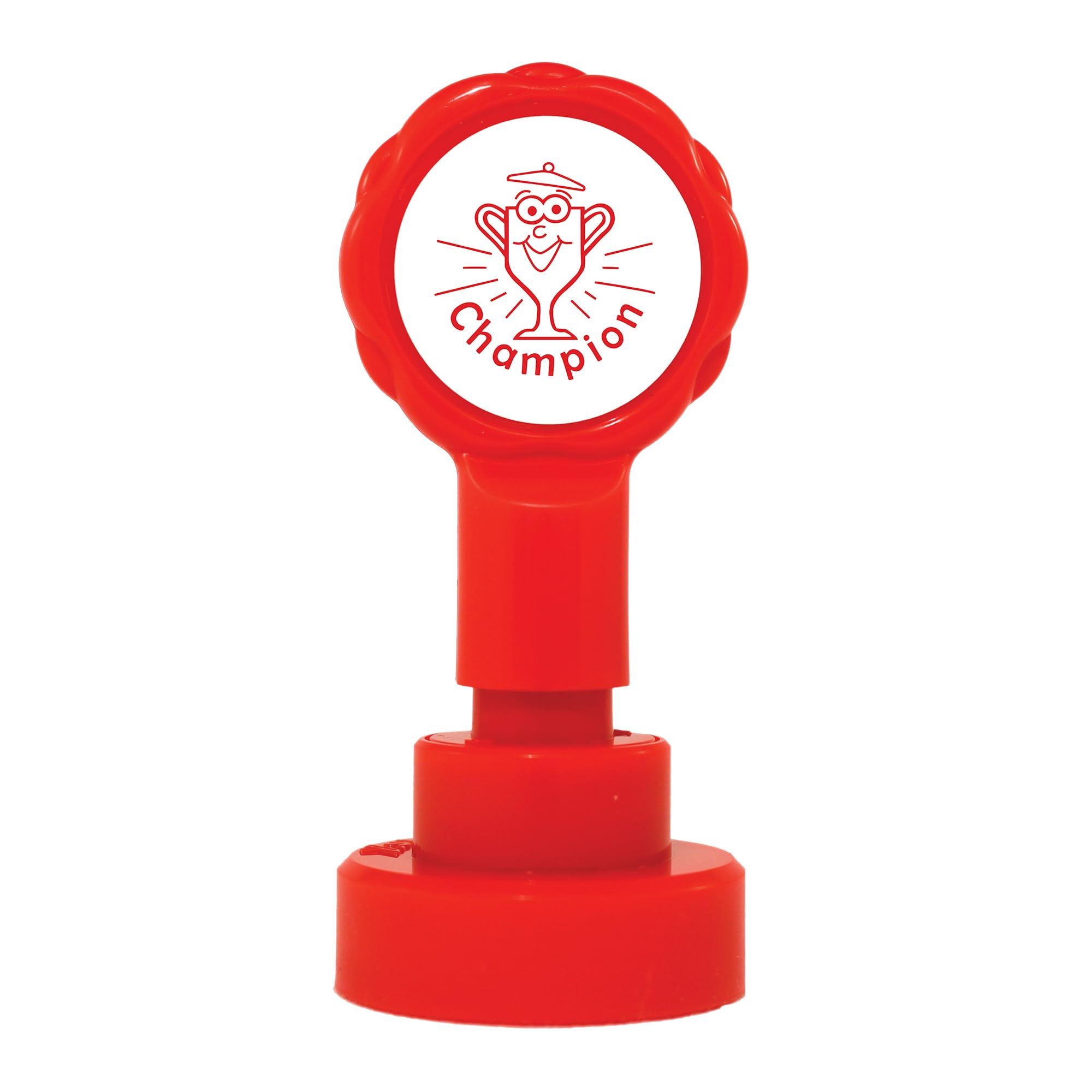 Xstamper Xclamations Champion Teacher Stamp (Impression Size: 22mm). Pre-Inked Stamper for Marking School Work, Refillable Ink Stamps with Protective Dome - Genuine Xstamper Self Inking Stamps