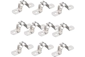 AKIHISA 10 Pcs 2 Hole U Tube Strap Clamp 304 Stainless Steel Rigid Pipe Strap Clamp ID 5/9Inch(14mm)