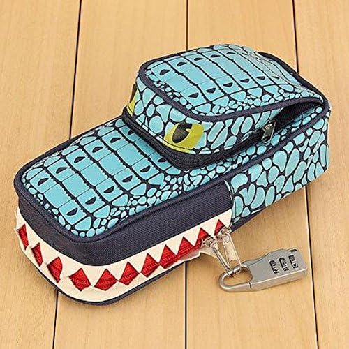New 2017 Arriival Creative Shark Crocodile Reptile Style Pencil Case For Boys or Girls Pen Pouch Bag School Student Accessory (Blue)