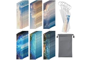 KAMAIXUN 36 Pcs Calm Strips Anxiety Sensory Stickers Kit Include 36 Sensory Strips Stickers with Storage Bag and 6 Keychain Fidget Textured Strips Toys for Desk Adults Teens Tension (Sky ＆ Ocean Style)