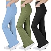 BIG ELEPHANT Girl's Flare Leggings with Pockets, Kids Bootcut Yoga Pants, High Waisted Bell Bottoms for Dance