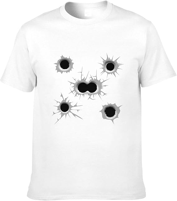Amazon Co Jp Tシャツ メンズ 銃 3d 絵 白い おしゃれ 半袖 コットン おもしろtシャツ 大きいサイズ 白tシャツ Bolaco 服 ファッション小物