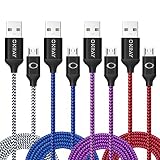 Micro USB Cable, OKRAY 4 Pack 10ft/3M Nylon Braided Android Charger Cord with Aluminum Connector Compatible for Android, Samsung Galaxy S7, HTC, Nexus, Sony, LG and More (Black Blue Purple Red)