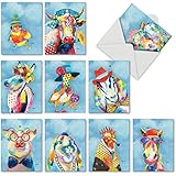 Funny Animal Thank You Cards (Box of 10 with Envelopes) - ‘Funny Farm’ Gratitude Note Cards for Any Occasion - Say Thanks with a Whimsical Notecard Set (4" x 5 ¼") M6563TYG