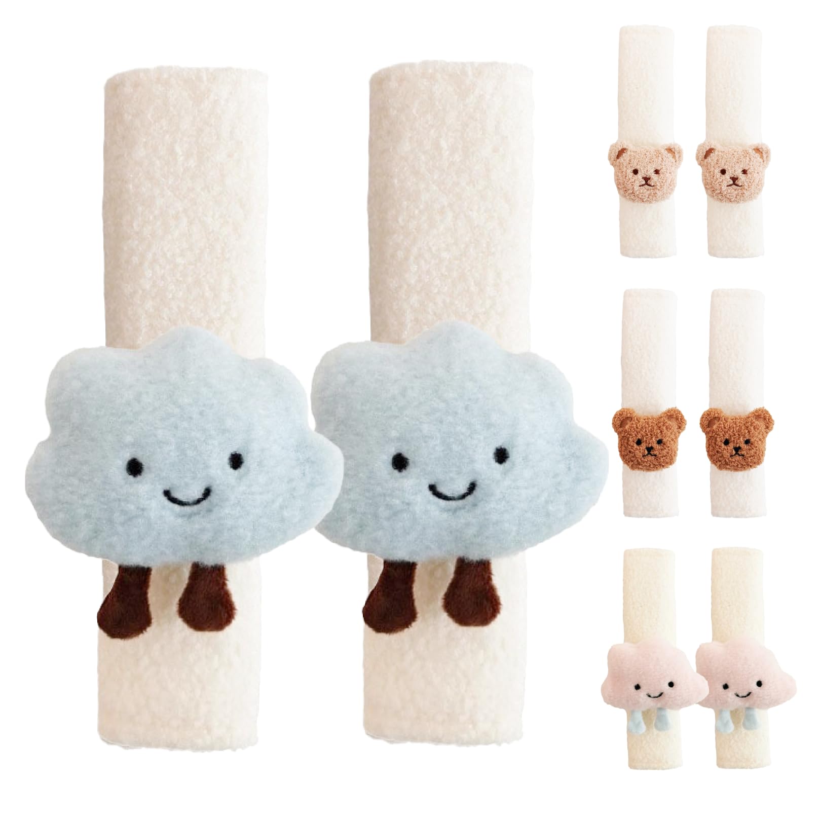 【現役ママ看護師推薦】 シートベルトカバー2個セット シートベルトクッション チャイルドシートカバー ベビーカーベルトカバー[かわいい ふわもこくまさん] 車 キッズ 子供 大人 ichiiro (ライトブルーくもさん)商品画像