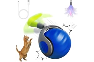 EMIBROF Speedy Tail 2.0,Speedy Tail Cat Toy,Speedy Tail 2.0 Cat Toy,Interactive Cat Toy Balls for Indoor Cats,Two Speed,USB Rechargeable Smart Self Rolling Automatic Cat Toy Ball with Speedy Tail (Blue)