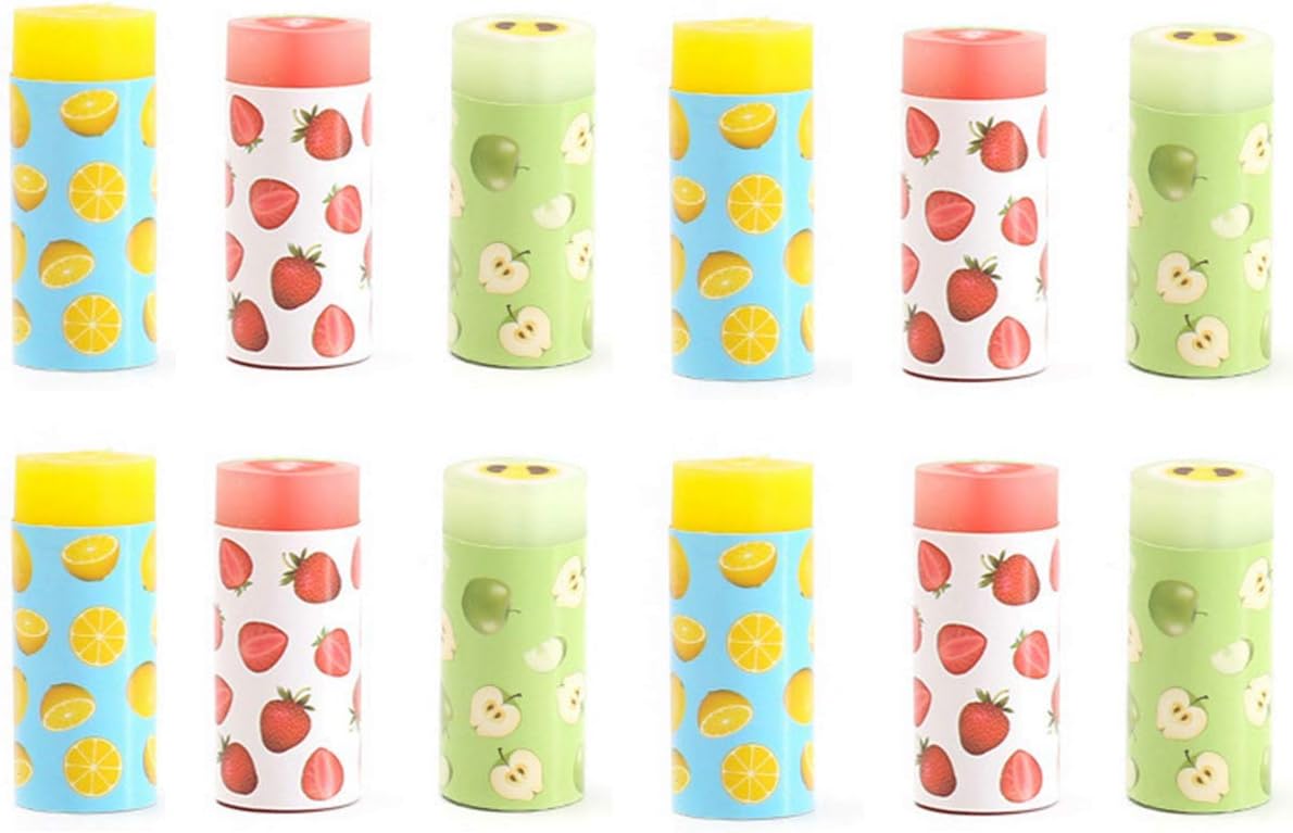 12 Pcs Kawaii Cute Fruit Rubbers Pencil Erasers for School Students Kids