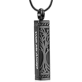 MFRZBVO Bar Tree of Life Cremation Jewelry Urn Necklace for Human Ashes for Women Men With Me Always Cube Memorial Ashes Keepsake Pendant