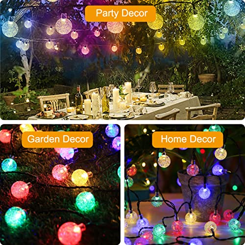 Solarlampen für Außen,Anmossi Solar Lichterkette Aussen,11M 60 LEDs Lichterkette,Bunt,8 Modi,Wasserdicht Außen Kugeln Lichterkette für Balkon,Garten,Bäume,Hochzeiten,Partys,Terrasse