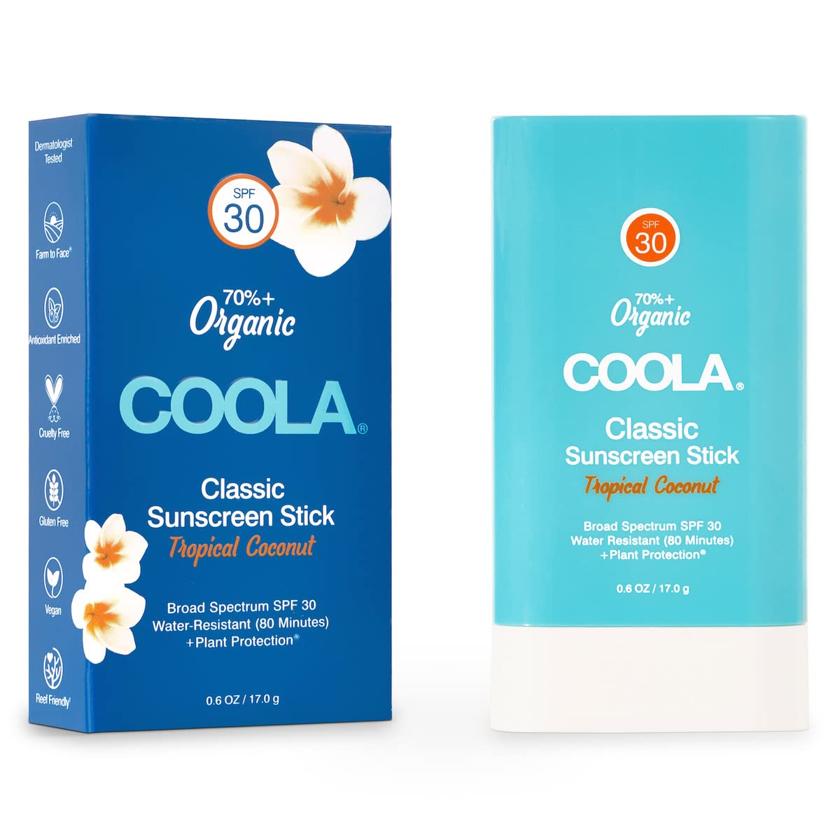 COOLA Classic Sunscreen Stick SPF30 Tropical Coconut (17 g)