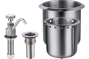 Phivan Commercial Dipper Well Faucet & Bowl Set 0.5 GPM Flow Coffee Shop Bar Counter Sink Faucet Deck Mount Commercial Food Washing Tool for Washing Ice Cream or Coffee Spoons, Brass & Stainless Steel