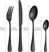 BEWOS 16 Piece Matt Black Stainless Steel Flatware Set Service for 4 view 2