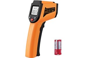 PWWDADA Laser Infrared Thermometer Non-Contact Digital Temperature Gun，-50°C to 400°C(-58°F to 752°F) IR Thermometer for Industrial,Kitchen Cooking,Ovens (Orange)