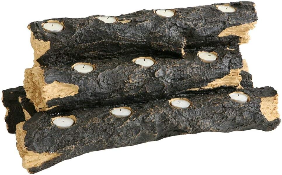 Copper Grove Transitional Tealight Resin Fireplace Log