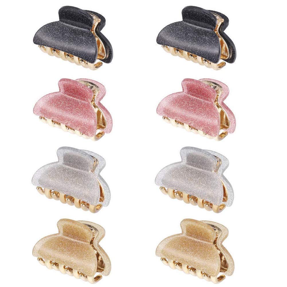 8 Pcs Hair Jaw Clips,Acrylic Hair Claw Clips,Vintage Plastic Hair Clamps with Non Slip Hair Clip Clamp Hair Accessories for Women Girls