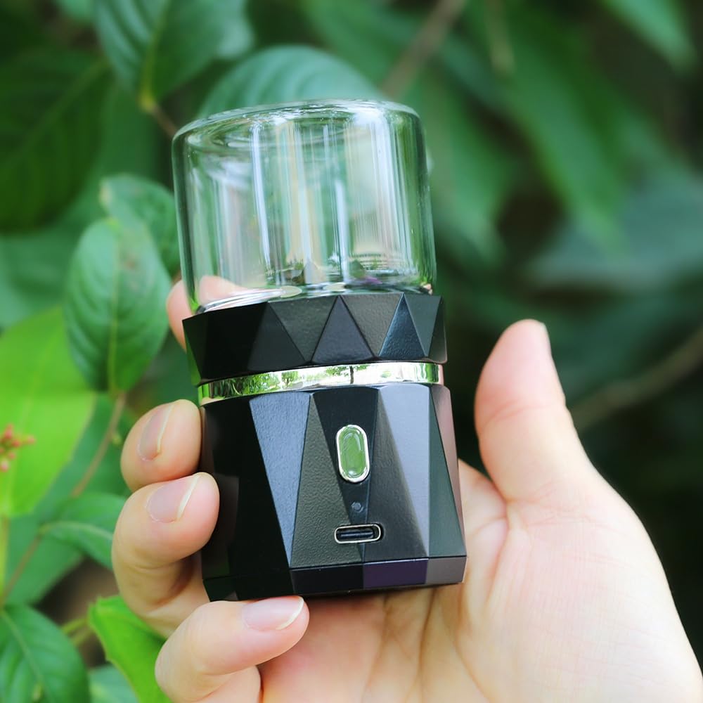 Mini Small Herb Grinder Electric, Spice Crusher With 2inx3.5inches 1.7oz/50ml Glass Jar, Portable Rechargeable Automatic
