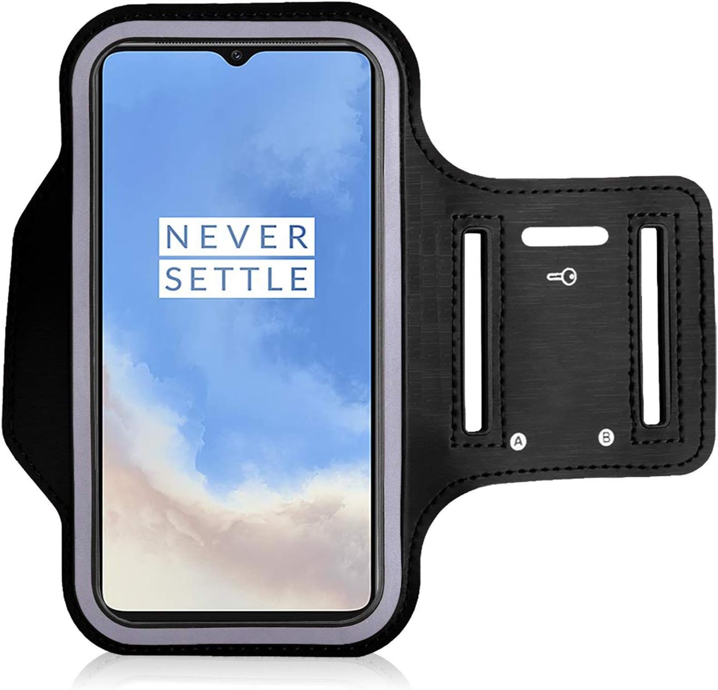 iPro Accessories Oneplus 6T/7T/9/9 Pro/9R Case, Oneplus 6T/7T/9/9 Pro/9R Armband Case, Running Armband for Sweatproof Armband with Running Earphone and Key Holder and Extension Strap Case (BLACK)