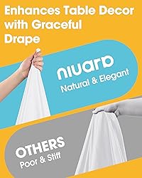 Niuara White Fabric Rectangle Table Cloth - 6
