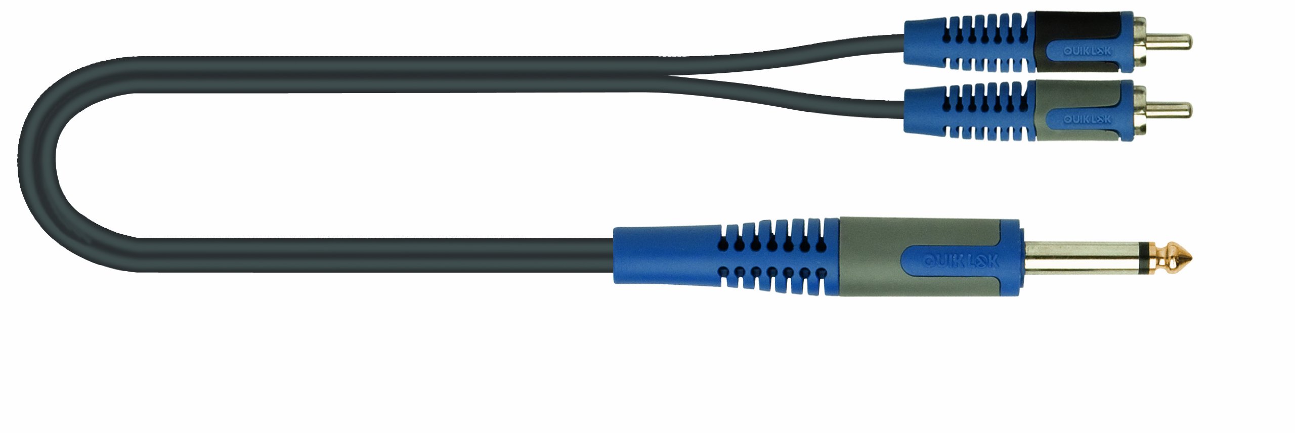 Roksolid 2m 2x Male Phono to 1x 6.3mm Mono Jack Audio Cable