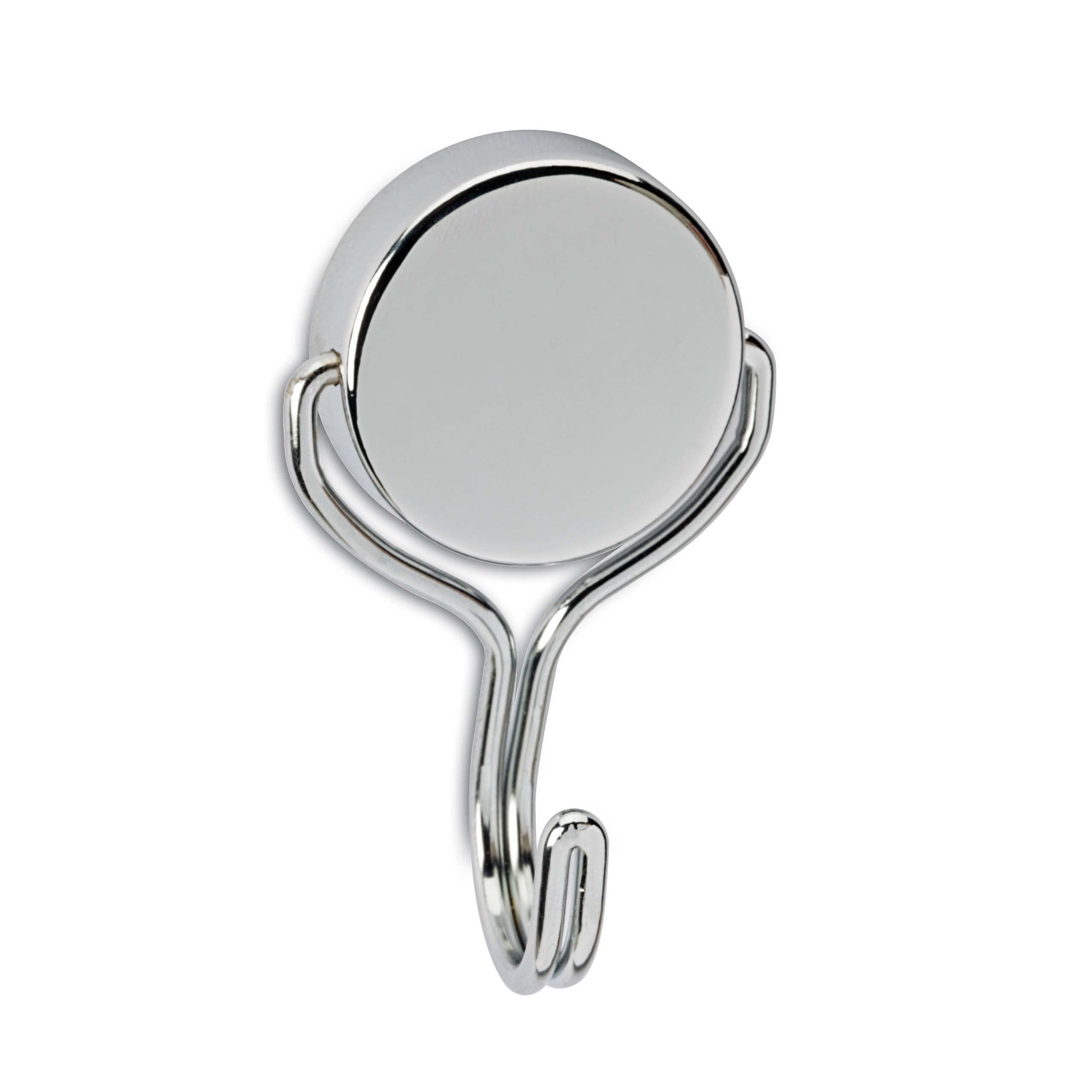 Maul Neodymium Magnet with Carousel Hook, Round, Rotatable, Steel, 30 kg Holding Force, 38.5 mm, Light Silver