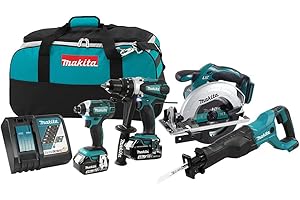 Makita DLX4058M 18V LXT 4PC Combo 4.0Ah Kit with 2 Batteries