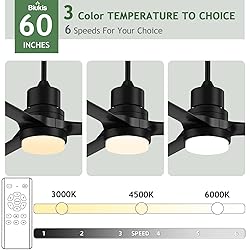 Biukis Black 60-inch Modern Ceiling Fans with