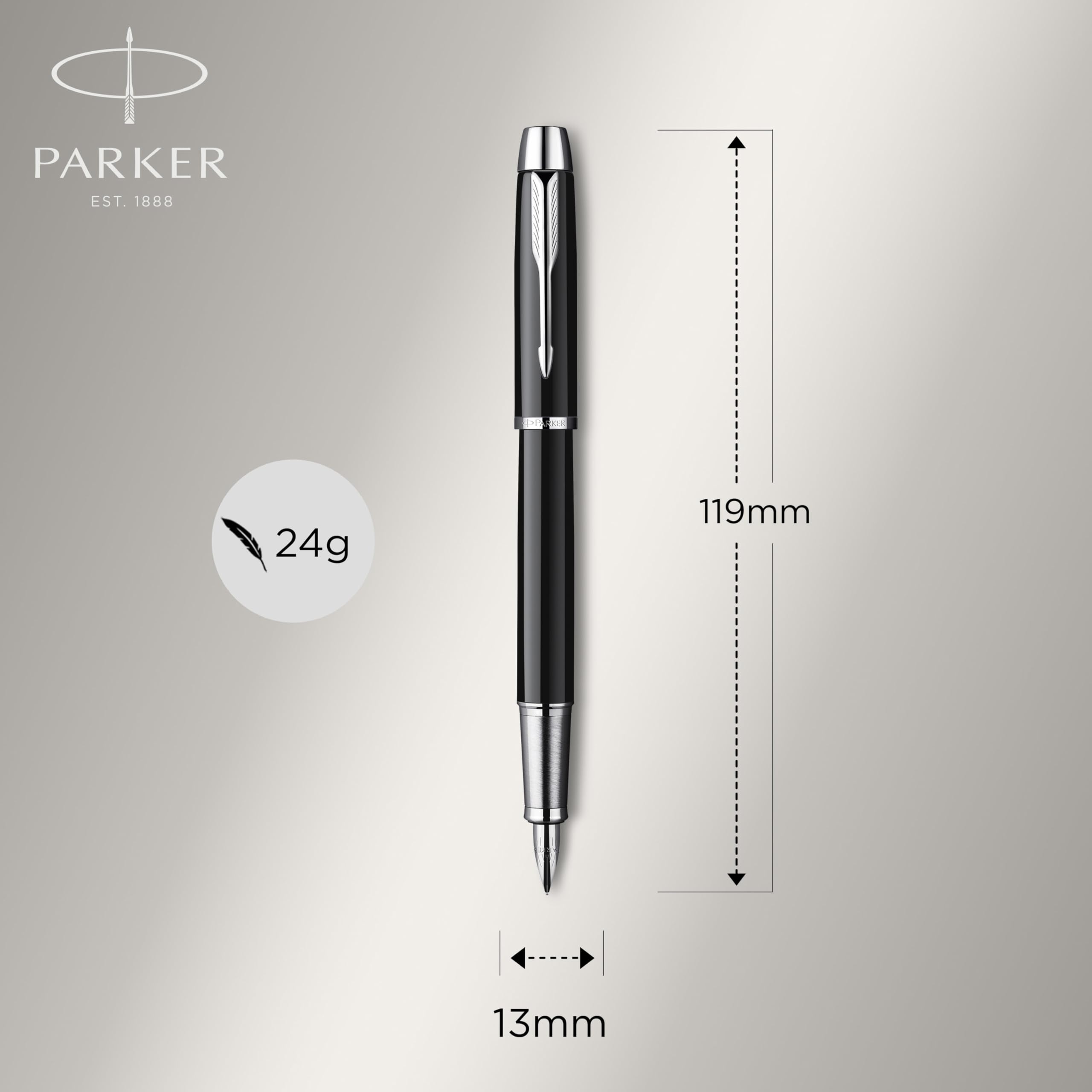 Parker IM Duo Stift-Geschenkset | Füller, Kugelschreiber & Etui | Schwarze Lackierung mit Chromverzierungen | Mittlere Spitze | Blaue Tinte | Perfekte Geschenke zum Schulabschluss 5