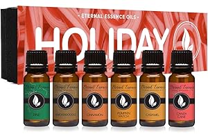 Eternal Essence Oils Holiday Set of 6 Premium Fragrance Oils - Oils for Diffusers, Soap & Candle Making, Aromatherapy - Includes Candy Cane, Pumpkin Patch - for Candle, Soap Making, & More - 10ML