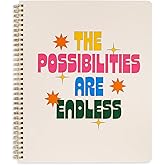 ban.do Rough Draft Large Spiral Notebook with Saying, 11" x 9" with Pockets and 160 College Ruled Pages, Possibilites are Endless
