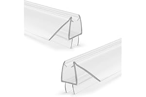 Shower Door Bottom Seal, 2-Pack PVC Strips with Sweep 39" Long, For 5/16"(8mm) Thick Framless Glass Door, to Stop Water Leaka