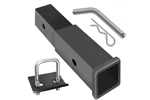 LOCKIETTA Trailer Hitch Extender fits for 2 inch Receiver, 7 inch Length Tube Extension, with 5/8 inch Hitch Pin Clip Stabilizer, 3500Lbs GTW / 350Lbs TW, for Hitch Mount Bike Racks Cargo Carrierrs
