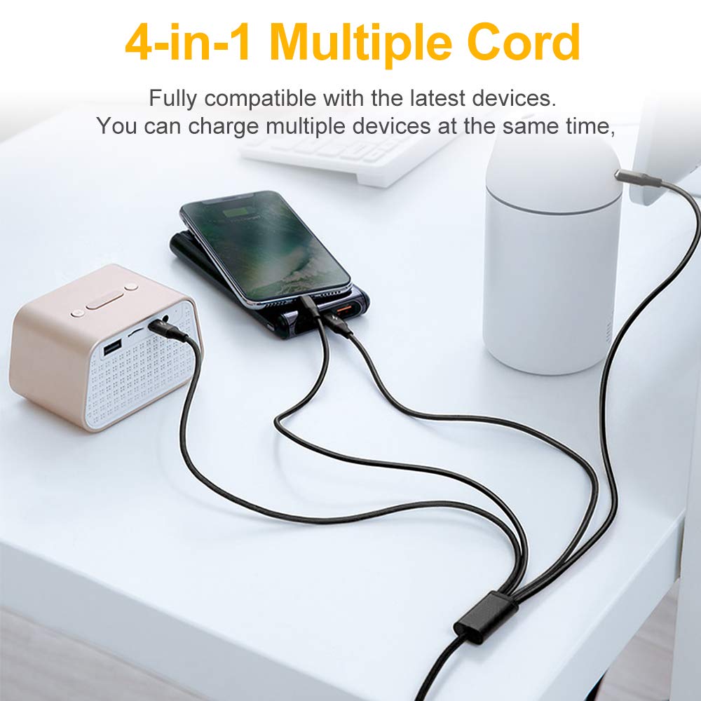 Multi Charging Cable, Multi Charger Cable 2Pack 4FT Nylon Braided Universal 4 in 1 Multiple USB Cable Fast Charging Cord Adapter with Type-C, Micro USB Port Connectors for Cell Phones Tablets and More: Industrial & Scientific