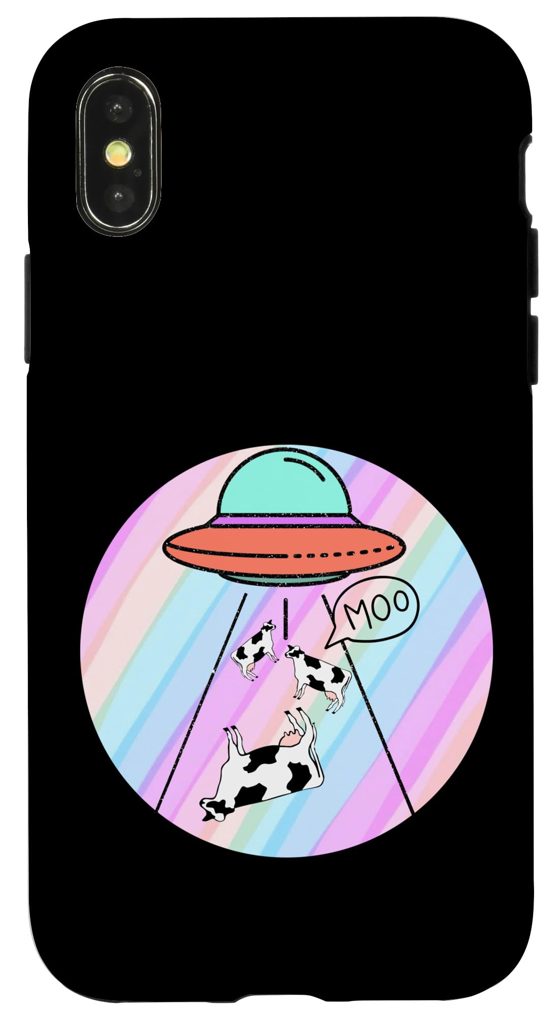 iPhone X/XS Retro Funny Cow UFO Abduction Space Pastel Alien Aesthetic Case
