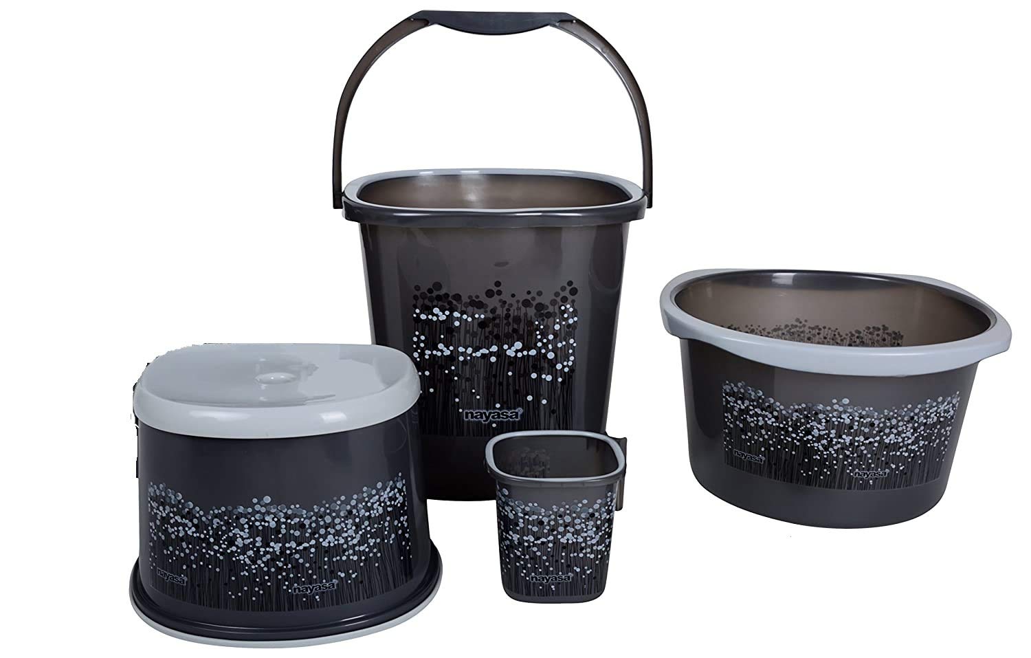 Nayasa Virgin Plastic Bathroom Set with Tub, Bucket, Mug and Stool