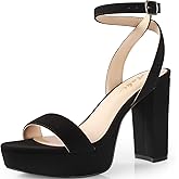 Ankis Platform Heels for Women 4 Inches Chunky Heels Sandals for Women Comfy Open Toe Block Heeled Sandals Nude White Silver Gold Black Ankle Strappy Heels