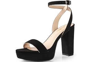 Ankis Platform Heels for Women 4 Inches Chunky Heels Sandals for Women Comfy Open Toe Block Heeled Sandals Nude White Silver Gold Black Ankle Strappy Heels