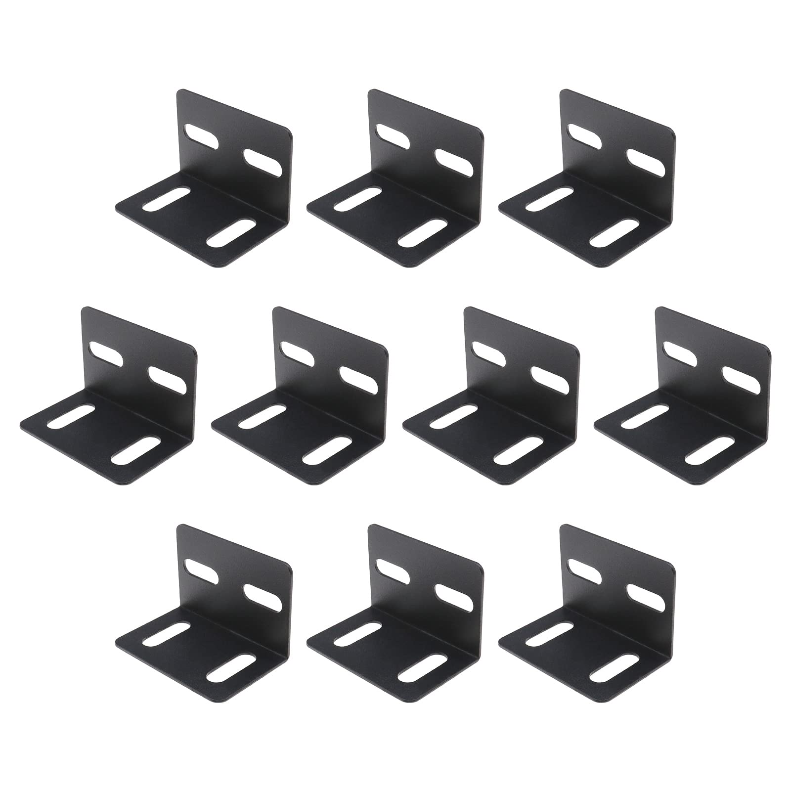 Create idea 10PCS L-Shape Corner Brackets Metal Right Angle Braces Furniture Hardware 2mm Thickness 4 Slotted Hole Adjustable Mounting Hole Load Bearing 80kg Black