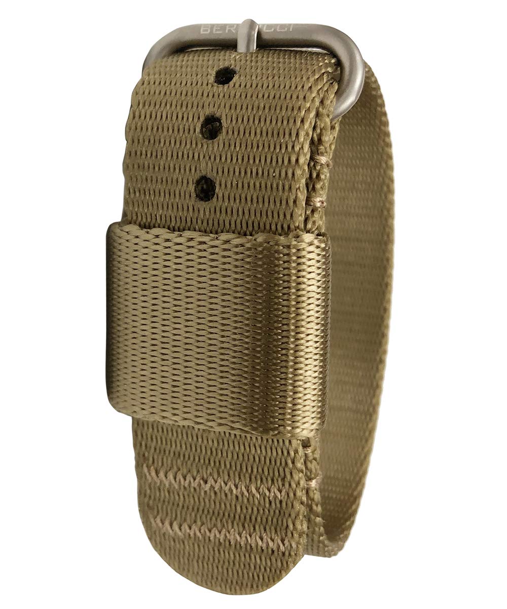 BERTUCCI Men's G–Type Comfort-Webb Field Khaki 22mm Nylon Webbing Strap Matte Stainless Steel Buckle Watch Band
