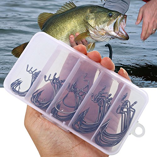VIPMOON Fishing Hooks High Carbon Steel Worm Senko Bait Jig Fish Hooks with Plastic Box