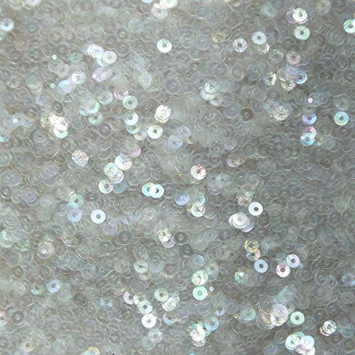 3mm Flat Round SEQUIN PAILLETTES ~ Light Crystal Iris Rainbow ~ Loose sequins. Embroidery, bridal, arts, crafts, embellishment. Made in USA.