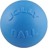 Jolly Pets Bounce-n-Play Dog Toy Ball, 6 Inches, Blueberry, All Breed Sizes | Tough, bouncy medium dog ball made from JollyFlex material that retains shape even when punctured and floats for water play