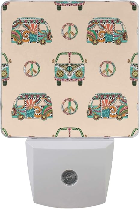 Plug In Night Light Colorful Hippie Camper Lamp Ultra Slim Cool