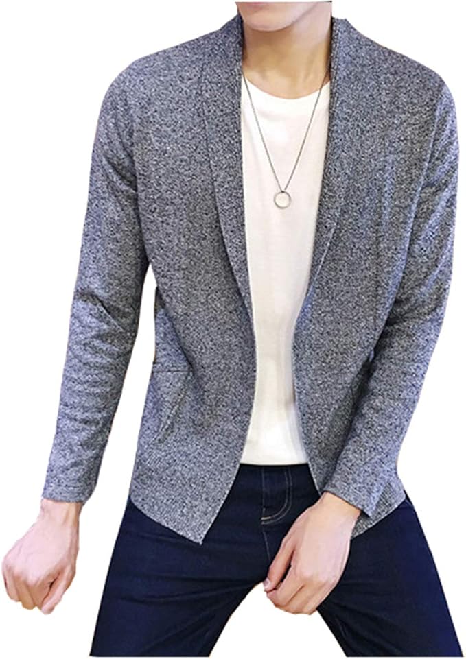 Amazon メンズ カーディガン 羽織 襟付き ニットカーディガン カーデ