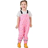 YIQAUMA Kids Rain Bibs Boys Girls Suspender Rainpants Toddlers Waterproof Overalls Rainwear