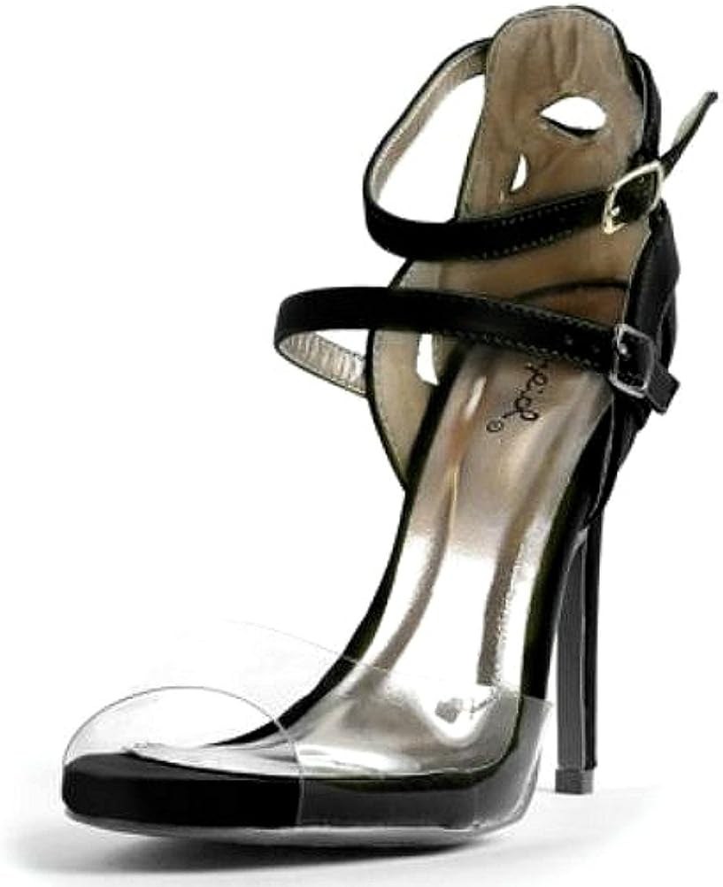 qupid clear stiletto heeled sandals