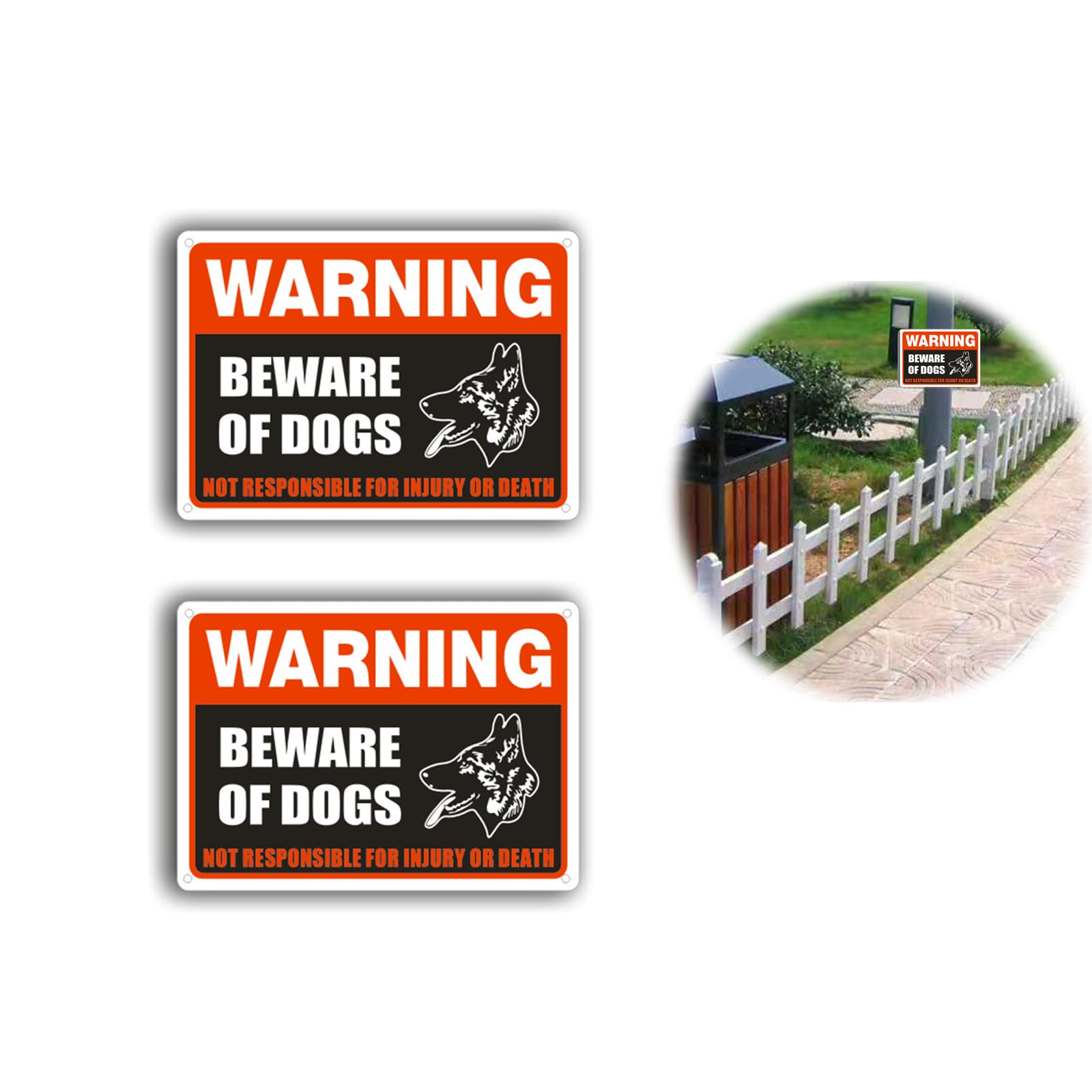 Yuelulala 2pcs Beware of The Dog Sign Aluminum 7 x 10 Inches, Beware of The Dog Metal Signs Outdoor Reflective Beware Dogs Sign Weatherproof Warning Dog Sing Indoor and Outdoor Use (A10-2)
