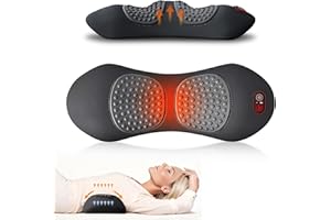 FWW 3 in 1 Electric Lumbar Support Pillow with Adjustable Height for Bed and Chair, Back Massager with Heat, Back Massager for Pain Relief Deep Tissue, Electric Lumbar Pillow with Heat Vibration Traction